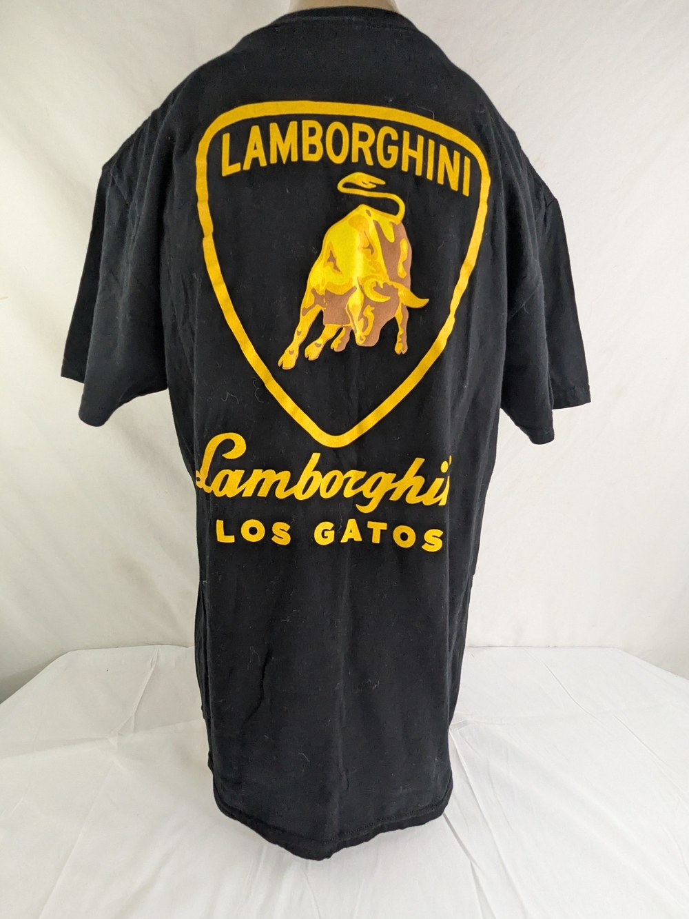 Lamborghini Los Gatos Black Short-Sleeve Tee with Yellow Shield Logo Medium